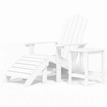 vidaXL Adirondack-Gartenstuhl mit Hocker & Tisch HDPE Weiß