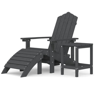 vidaXL Chaise de jardin Adirondack avec pouf et table en PEHD anthracite