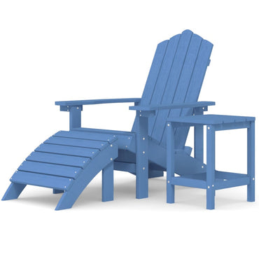 vidaXL Chaise de jardin Adirondack avec pouf et table HDPE Aigue-marine