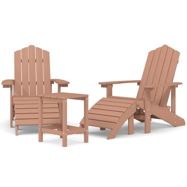 vidaXL Chaises de jardin Adirondack avec pouf et table HDPE Marron