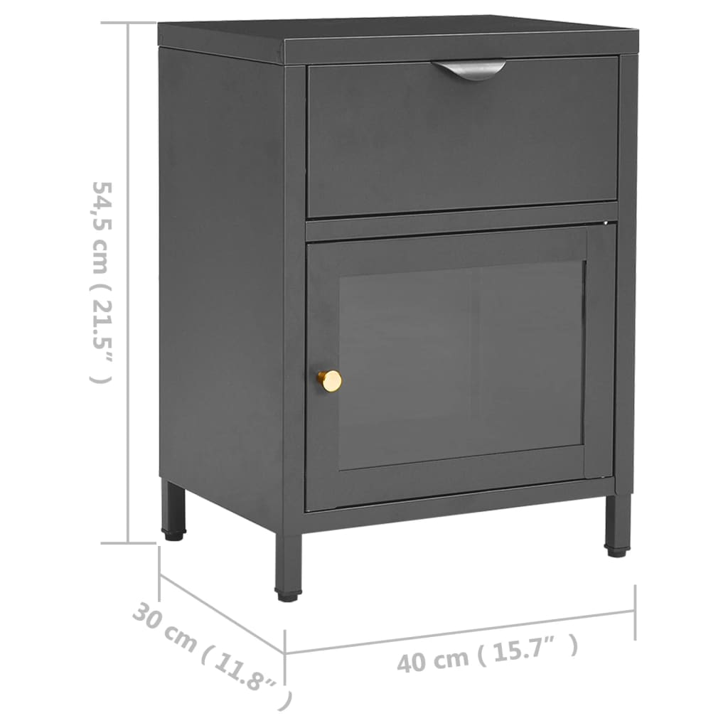 vidaXL Tables de chevet 2 pcs anthracite 40x30x54,5 cm acier et verre