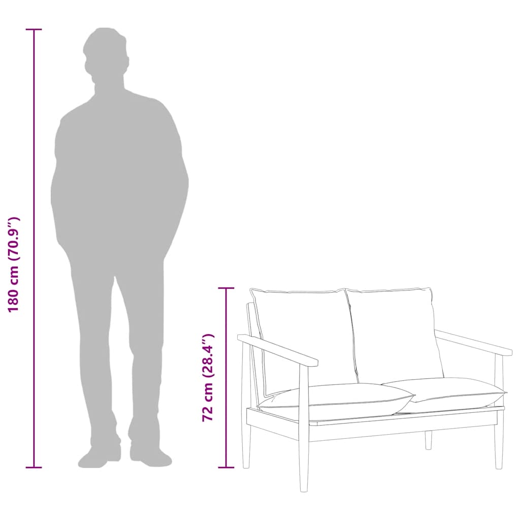 vidaXL 2-Sitzer-Sofa Schwarz Echtleder und Massivholz Akazie