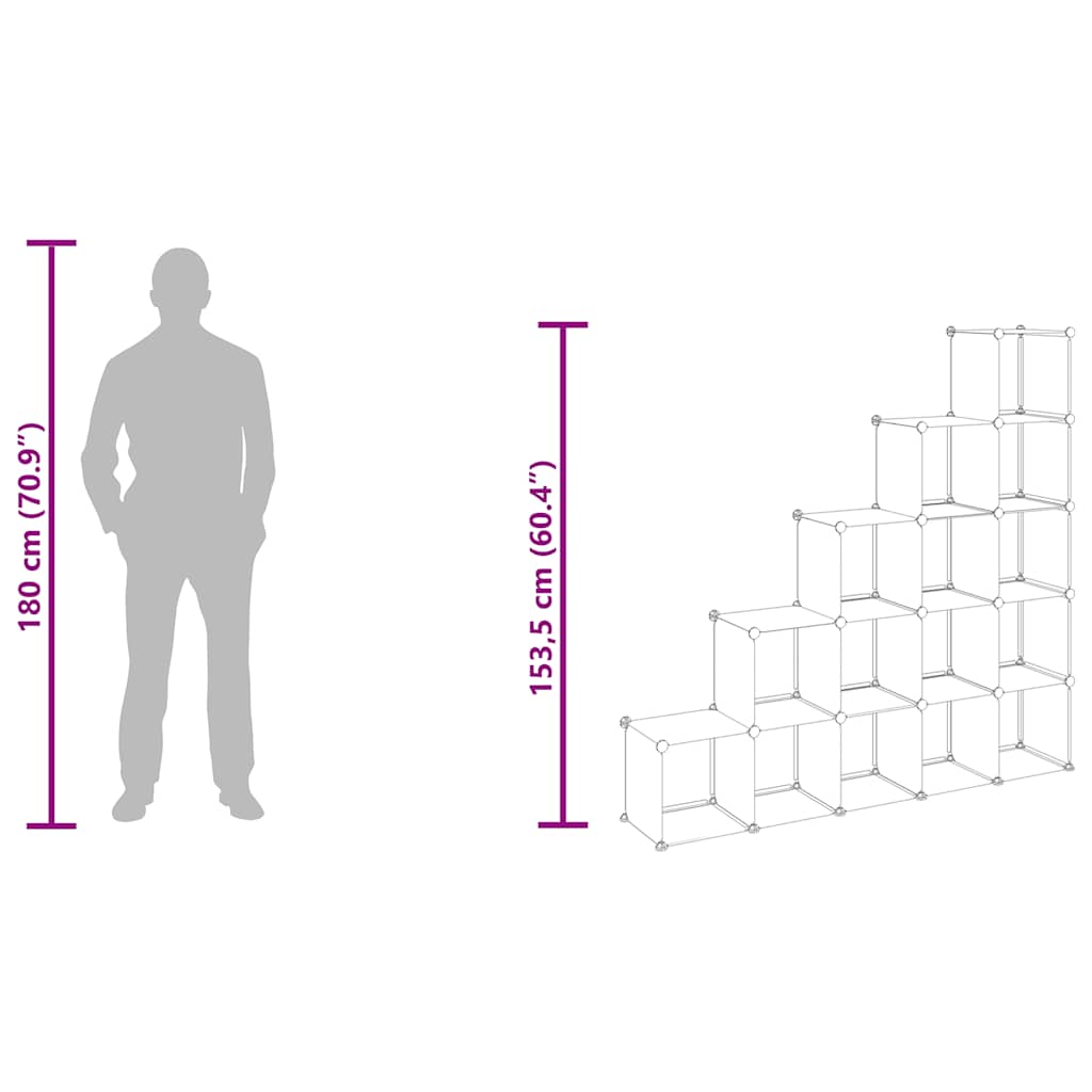 Regalsystem mit 15 Würfeln Schwarz PP