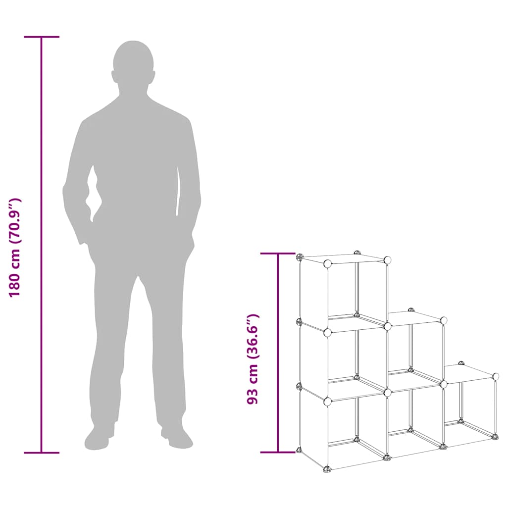 Regalsystem mit 6 Würfeln Schwarz PP