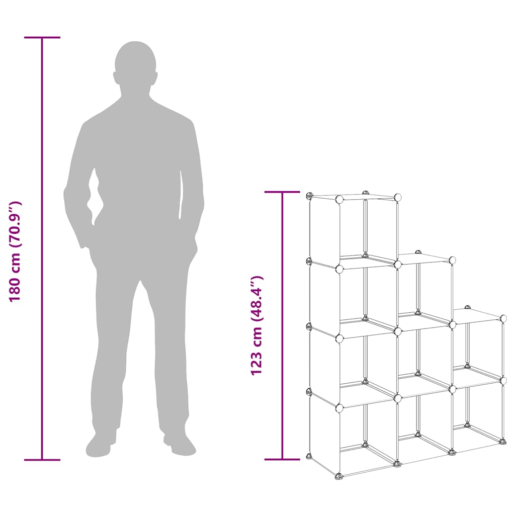 Regalsystem mit 9 Würfeln Transparent PP