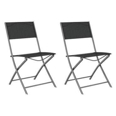 vidaXL Chaises de jardin pliantes 2 pcs Noir Acier et textilène