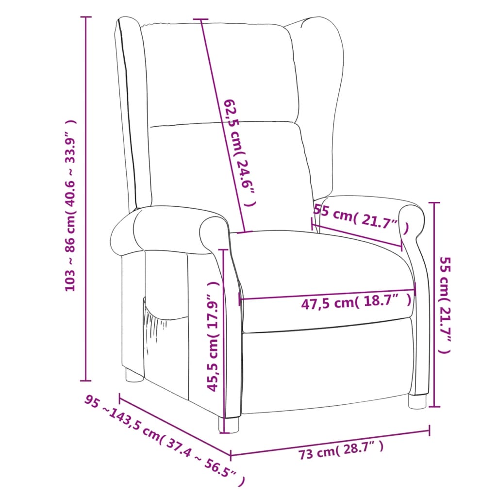 vidaXL Fauteuil relax crème tissu