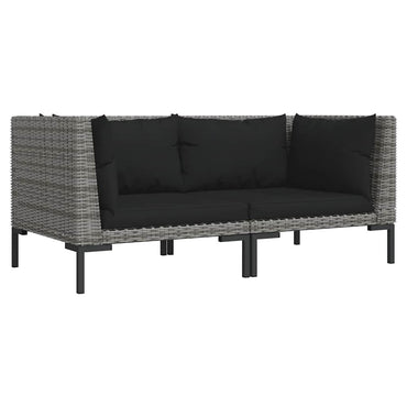 vidaXL Gartensofas 2 Stk. mit Kissen Halbrundes Poly Rattan
