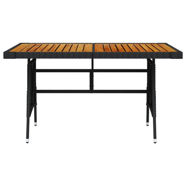 vidaXL Gartentisch Schwarz 130x70x72cm Poly Rattan & Massivholz Akazie