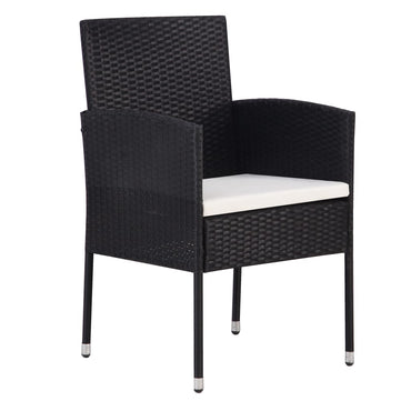 vidaXL Chaises de jardin avec coussins blanc crème 4 pcs Résine tressée noire