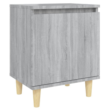 vidaXL Table de chevet avec pieds en bois massif Gris Sonoma 40x30x50 cm