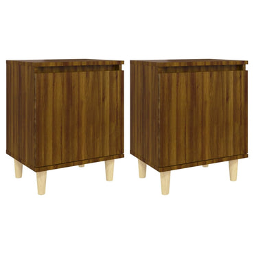 vidaXL Tables de chevet à pieds en bois massif 2 pcs Marron aspect chêne