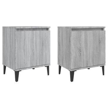 vidaXL Tables de chevet avec pieds en métal Gris Sonoma 40x30x50 cm