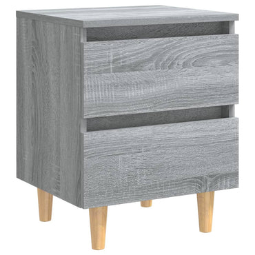 vidaXL Nachttisch mit Massivholz-Beinen Grau Sonoma 40x35x50 cm
