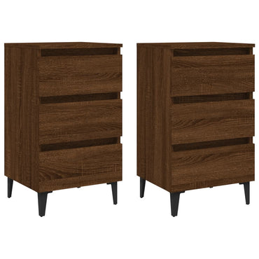 vidaXL Tables de chevet 2 pcs avec pieds en métal Marron Aspect chêne 40x35x69 cm