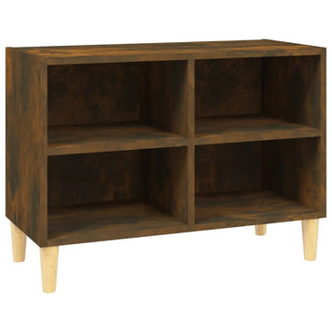 Meuble TV vidaXL avec pieds en bois massif chêne fumé 69,5x30x50 cm