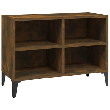 vidaXL Meuble TV avec pieds en métal Chêne fumé 69,5x30x50 cm