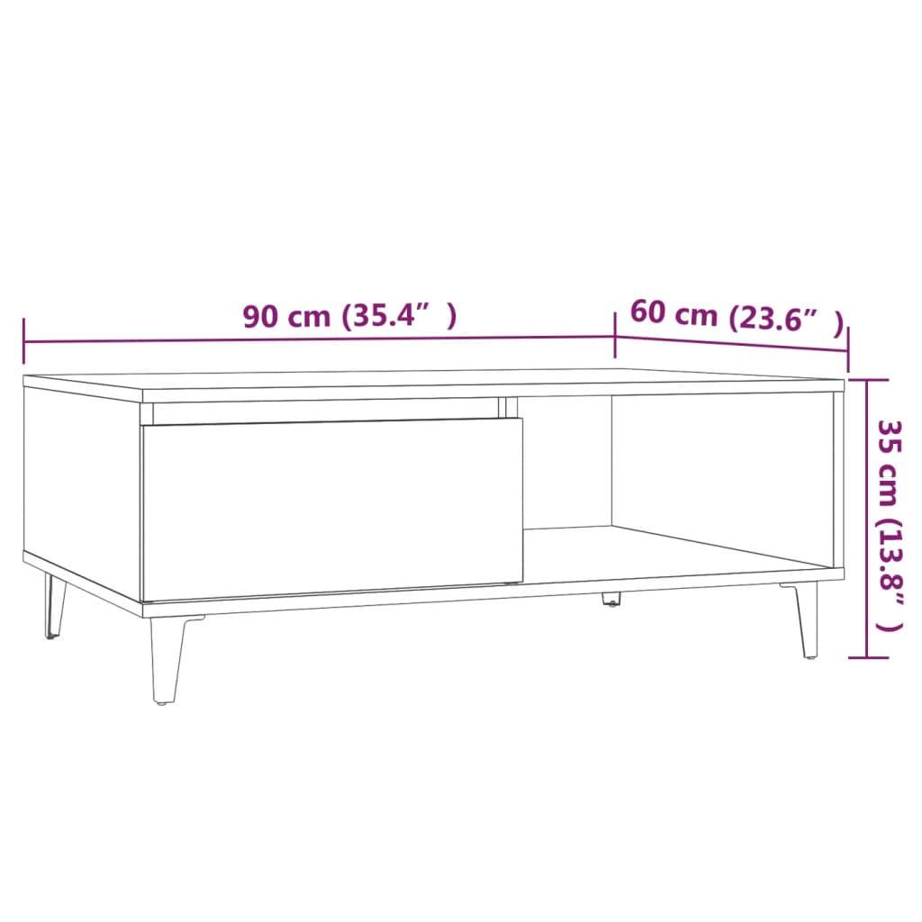 vidaXL Couchtisch Grau Sonoma 90x60x35 cm Holzwerkstoff