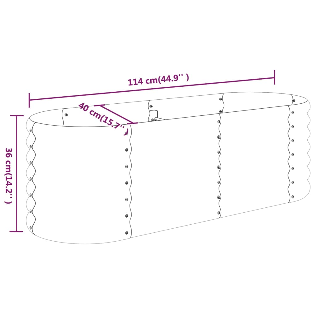 vidaXL Carré potager en acier galvanisé 114x40x36 cm Marron