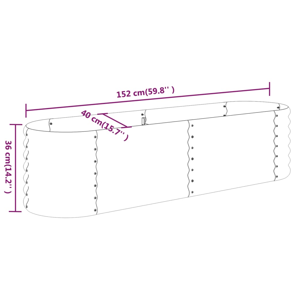 vidaXL Jardinière surélevée en acier galvanisé 152x40x36 cm marron