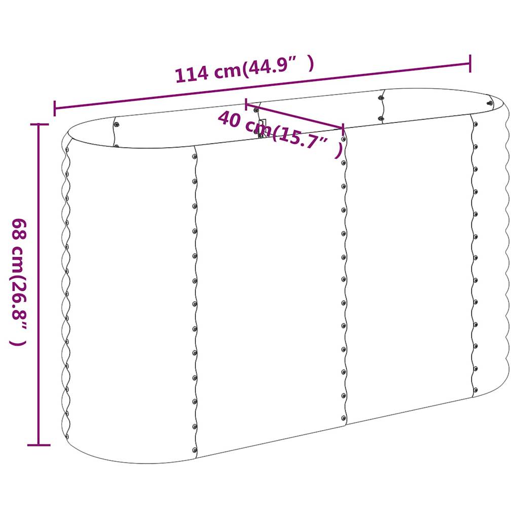 vidaXL Hochbeet Verzinkter Stahl 114x40x68 cm Grau