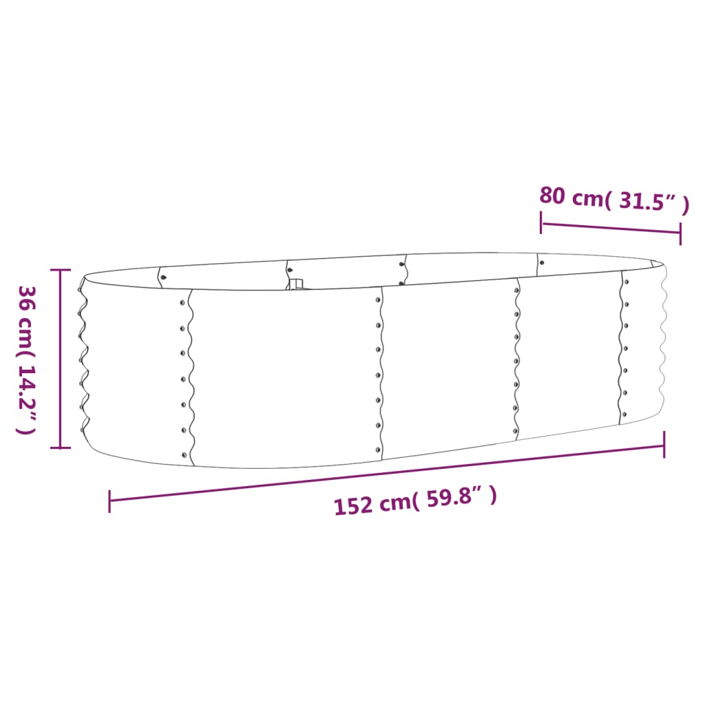 vidaXL Hochbeet Verzinkter Stahl 152x80x36 cm Silbern