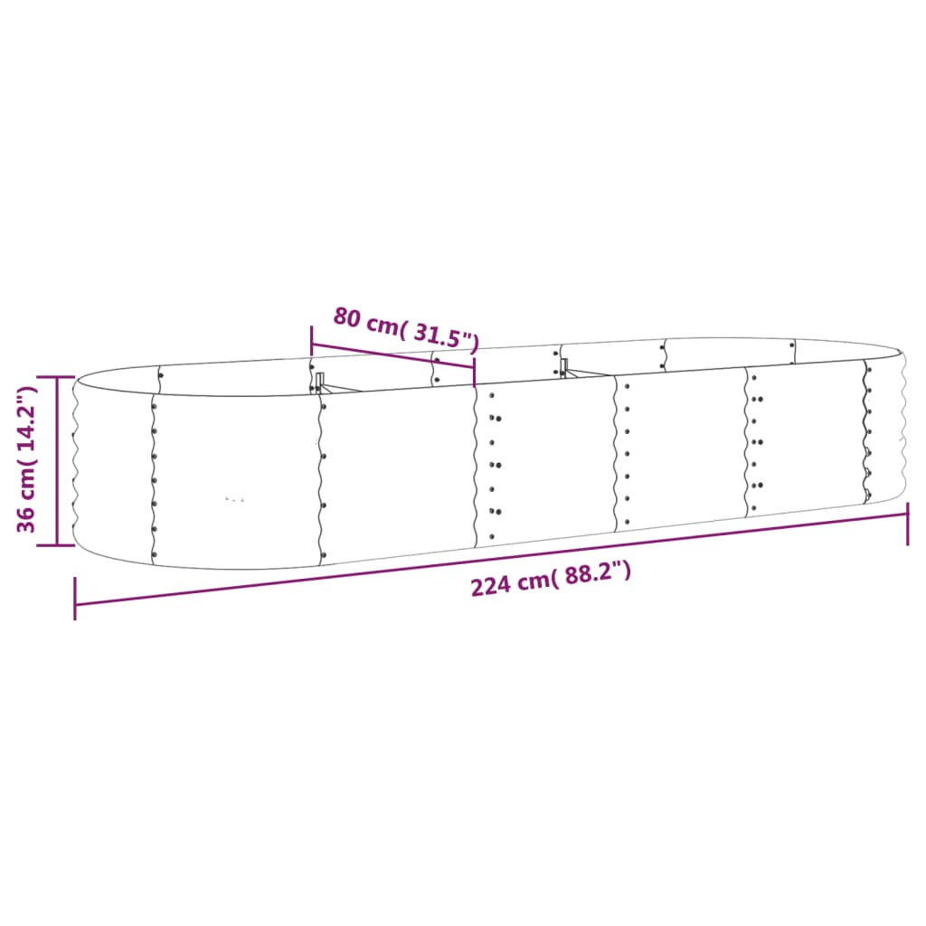 vidaXL Carré potager Acier galvanisé 224x80x36 cm Marron