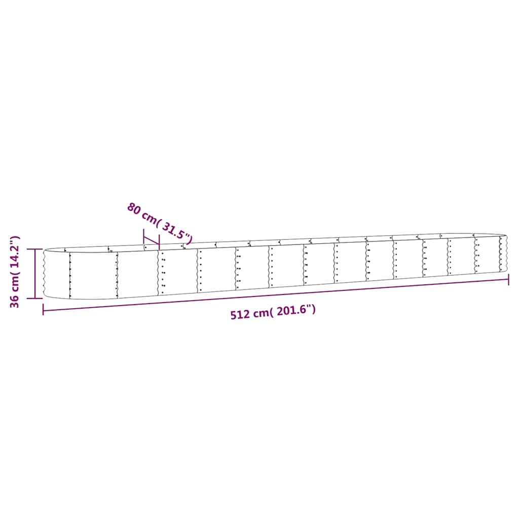 vidaXL Hochbeet Verzinkter Stahl 512x80x36 cm Anthrazit