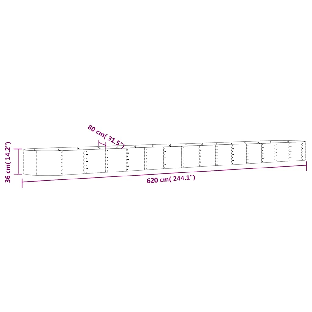 vidaXL Hochbeet Verzinkter Stahl 620x80x36 cm Anthrazit