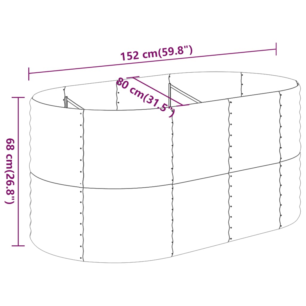 vidaXL Jardinière surélevée Acier galvanisé 152x80x68 cm Marron