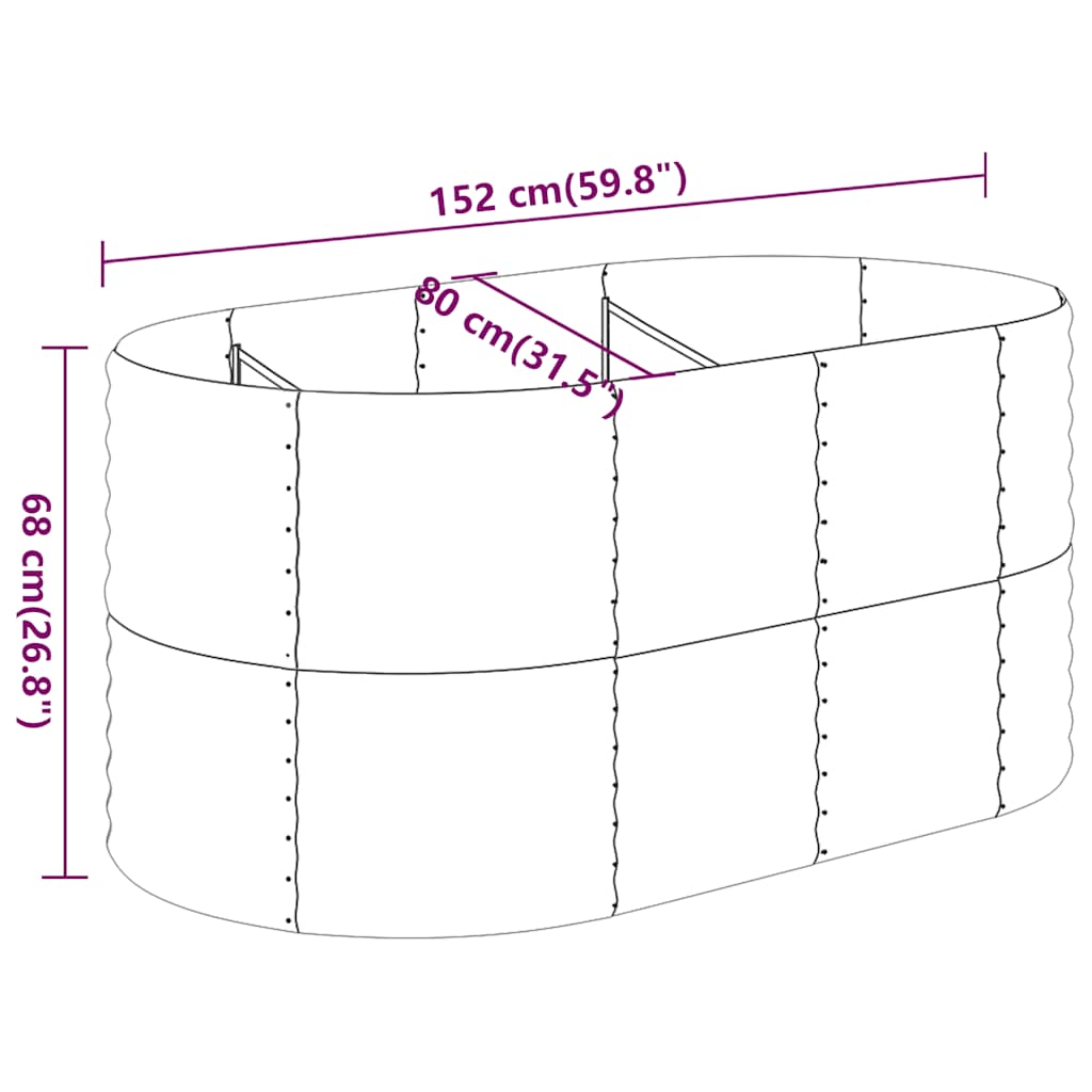 vidaXL Hochbeet Verzinkter Stahl 152x80x68 cm Anthrazit