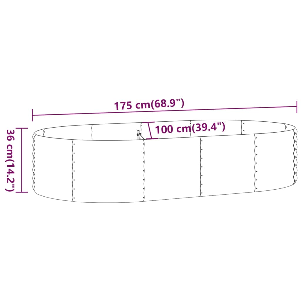 vidaXL Carré potager en acier galvanisé 175x100x36 cm Marron