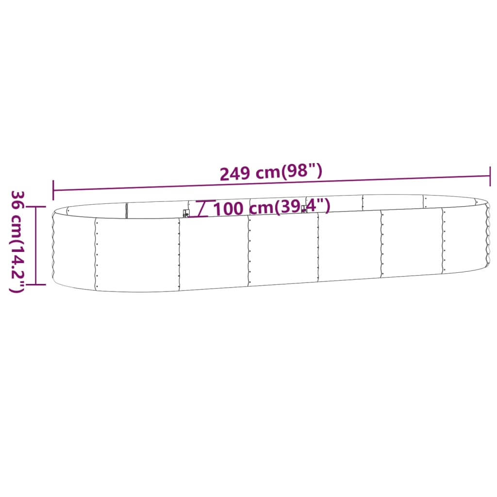 vidaXL Carré potager en acier galvanisé 249x100x36 cm vert
