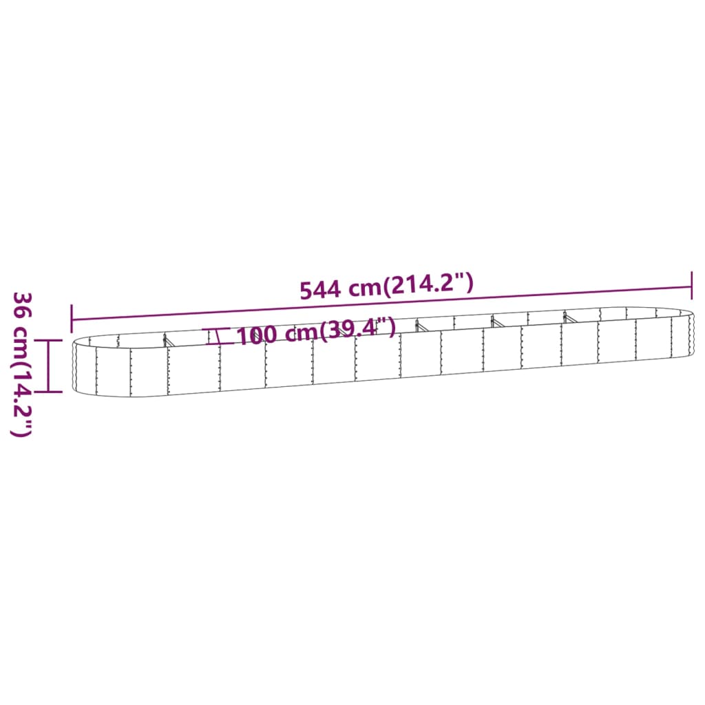 vidaXL Hochbeet Verzinkter Stahl 544x100x36 cm Grau