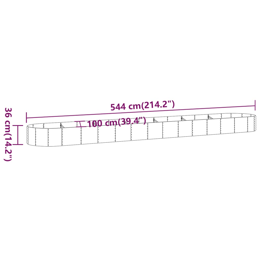 vidaXL Carré potager en acier galvanisé 544x100x36 cm Argenté