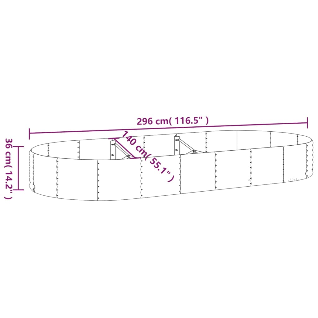 vidaXL Carré potager en acier galvanisé 296x140x36 cm Gris