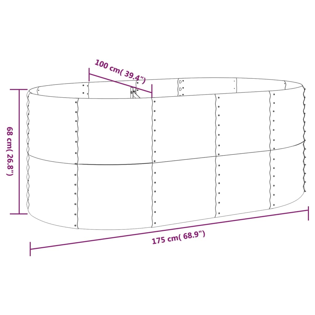vidaXL Carré potager en acier thermolaqué 175x100x68 cm Marron