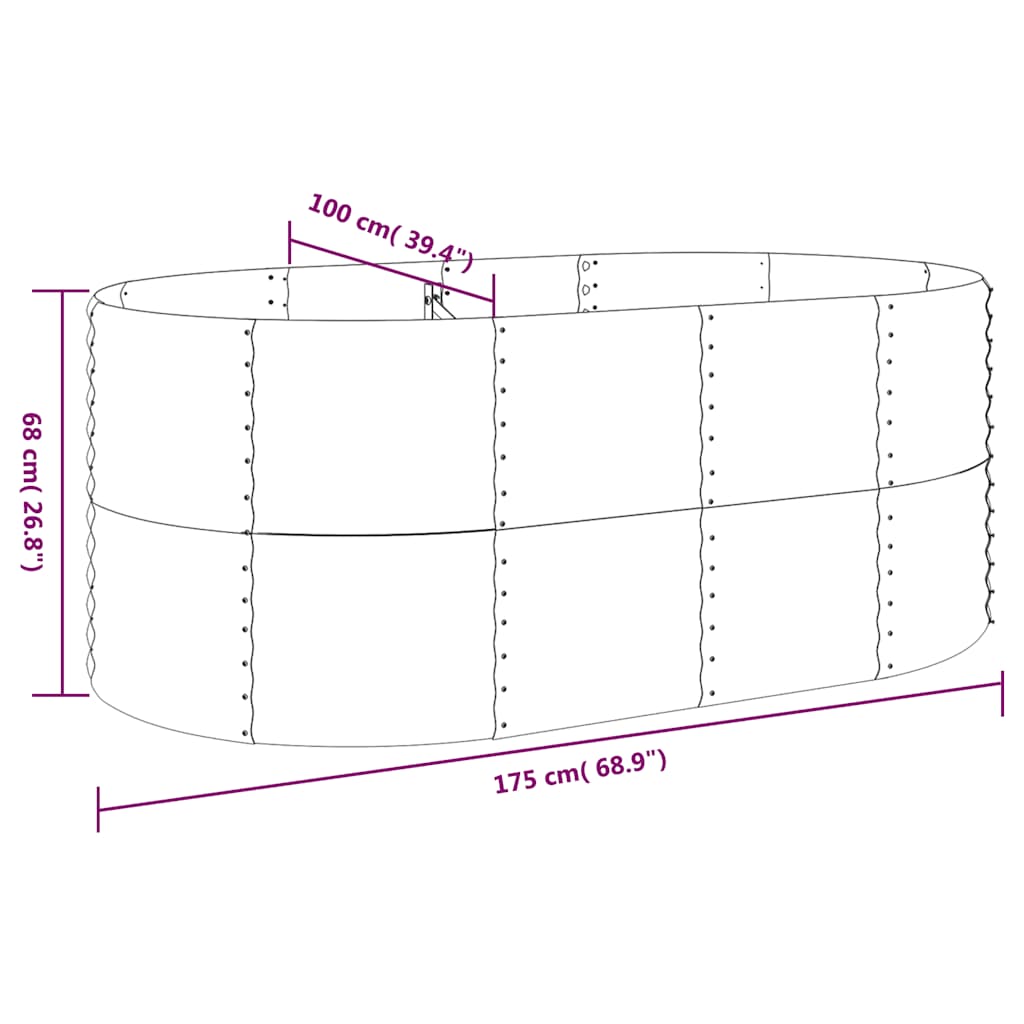 vidaXL Carré potager en acier galvanisé 175x100x68 cm anthracite