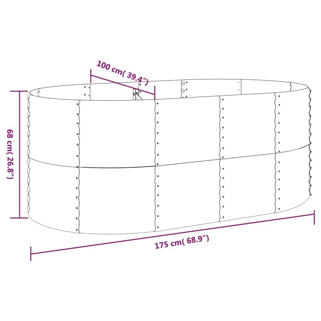vidaXL Carré potager en acier galvanisé 175x100x68 cm Argenté