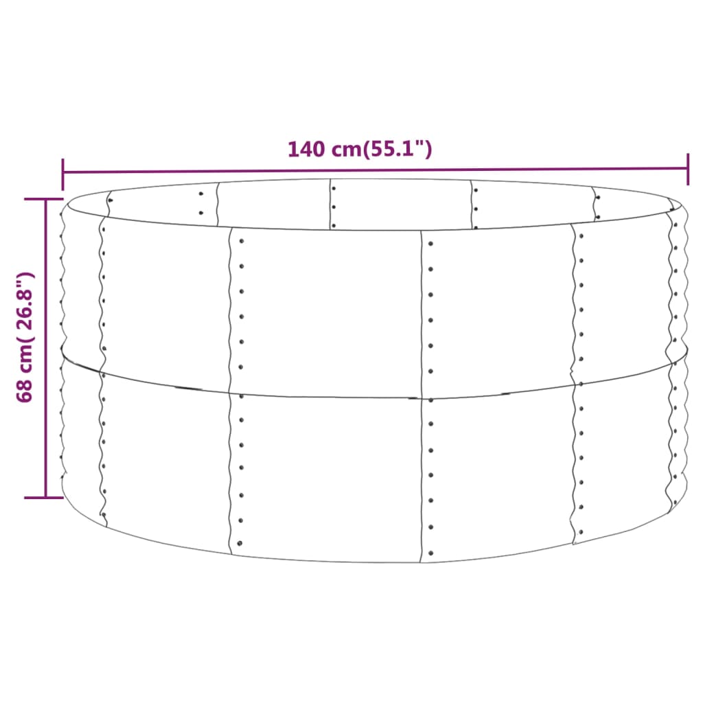 vidaXL Carré potager argenté 140x140x68 cm Acier galvanisé