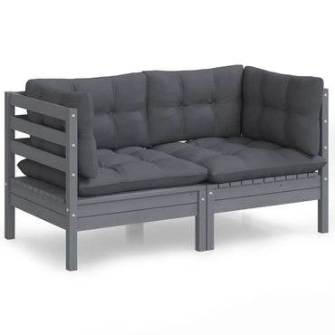 vidaXL Canapé de jardin 2 places avec coussins anthracite Bois de pin massif