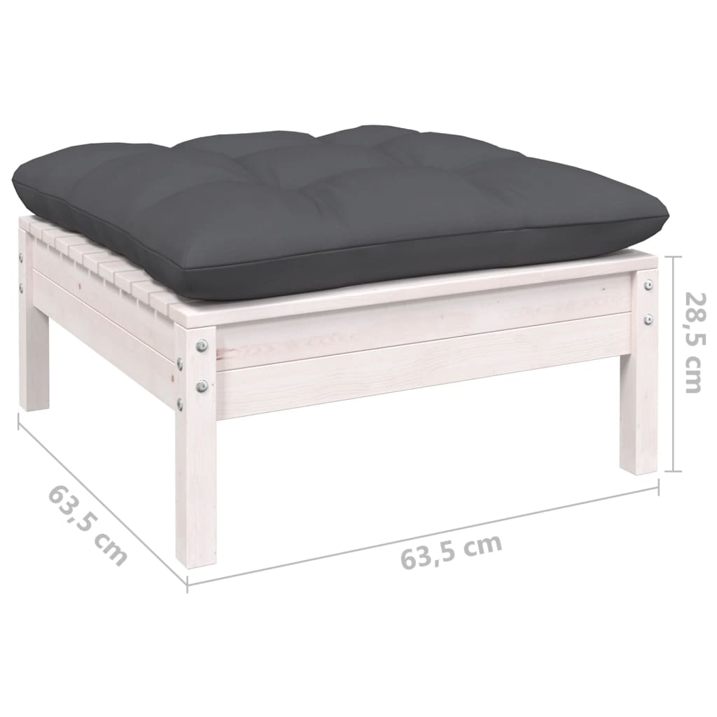 vidaXL 4-tlg. Garten-Lounge-Set mit Kissen Weiß Kiefernholz