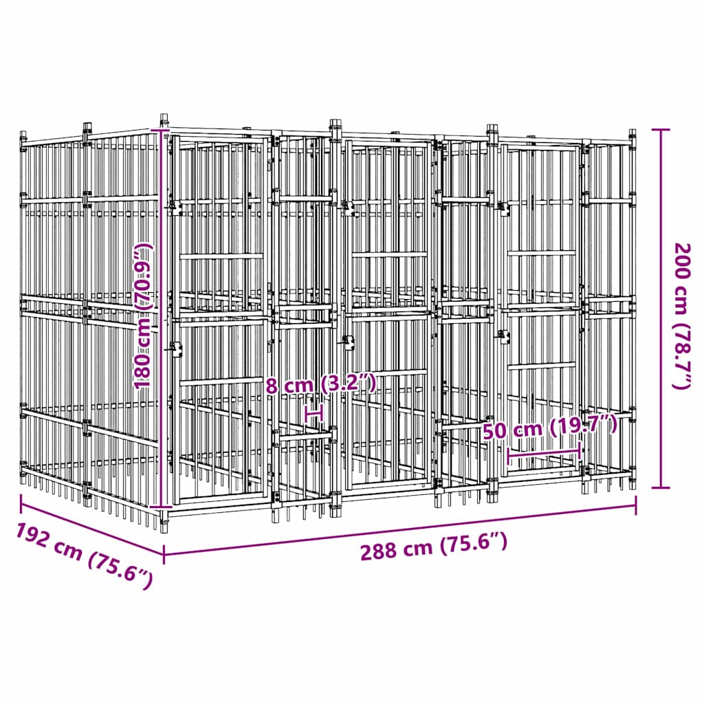 Outdoor-Hundezwinger Stahl 7,37 m²