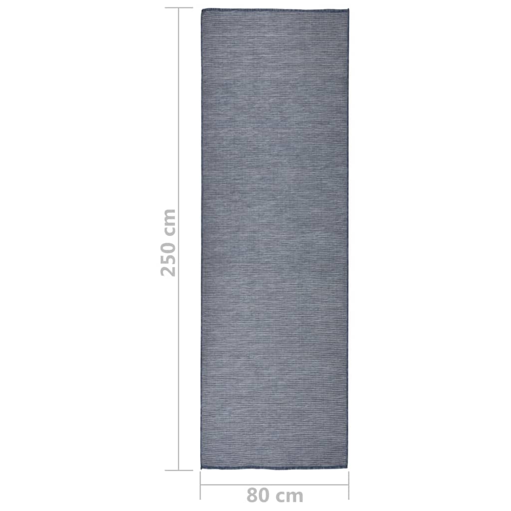 vidaXL Tapis d'extérieur tissé à plat 80x250 cm Bleu