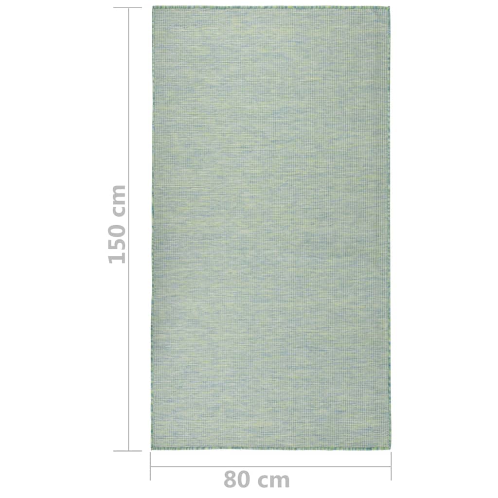 vidaXL Tapis d'extérieur tissé à plat 80x150 cm Turquoise