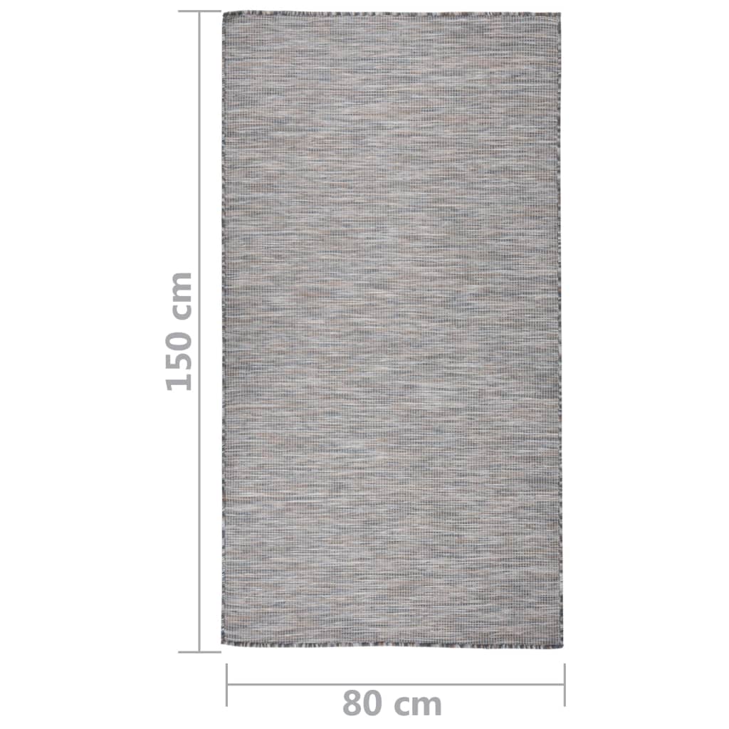 vidaXL Tapis d'extérieur tissé à plat 80x150 cm Marron et bleu