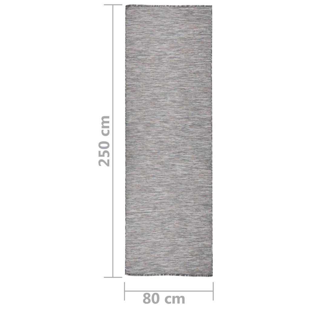 vidaXL Tapis d'extérieur tissé à plat 80x250 cm Marron et bleu