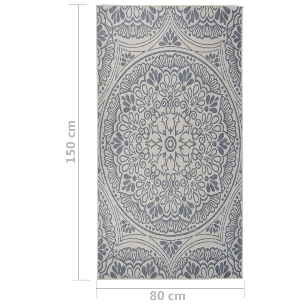 vidaXL Tapis d'extérieur tissé plat 80x150 cm motif bleu