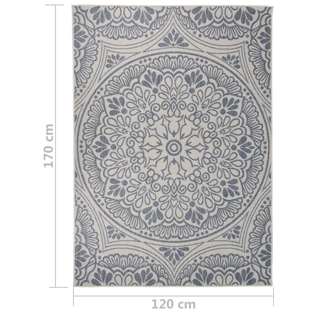 vidaXL Tapis d'extérieur tissé à plat 120x170 cm Motif bleu