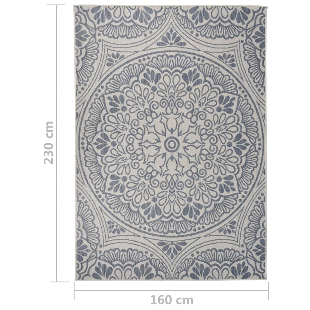 vidaXL Tapis d'extérieur tissé plat 160x230 cm Motif bleu